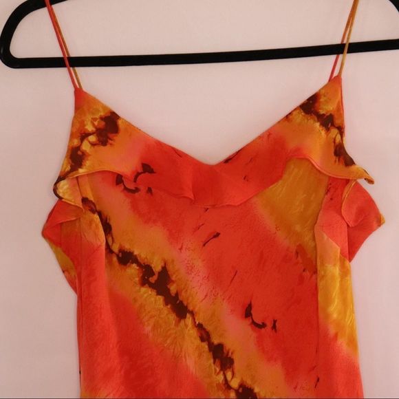 Orange y2k vintage orange silk dress size 11/12 - Picture 3 of 9